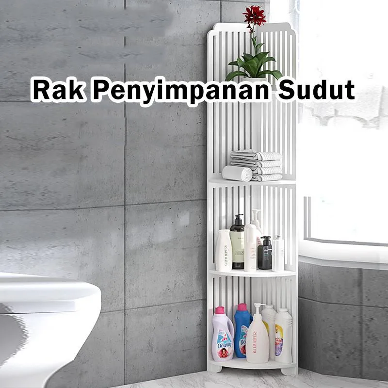 Corner Bathroom Rack Floor Standing Multi Tier Storage Shelf Organizer Rak Penyimpanan Sudut