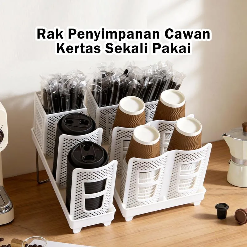 Detachable Tilted Paper Cup Holder Desktop Dispenser Disposable Cup Organizer Rak Cawan Kertas