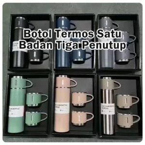 Portable Business Thermos Cup 3 Lids Insulated Travel Flask Outdoor Home Water Bottle Set Tumbler Termos