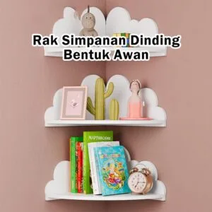 Cloud Wall Mounted Wooden Shelf Kids Nursery Storage Rack Decor Organizer Rak Penyusun Dinding