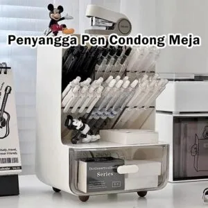 Tilted Pen Holder Desktop Organizer Office Desk Pencil Stationery Storage Box Bekas Pen Slot Serong