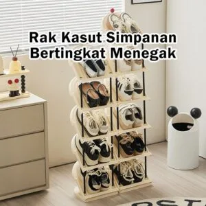 Tilted Multi Tier Shoe Rack Space Saving Dorm Home Storage Organizer Rak Kasut Mudah