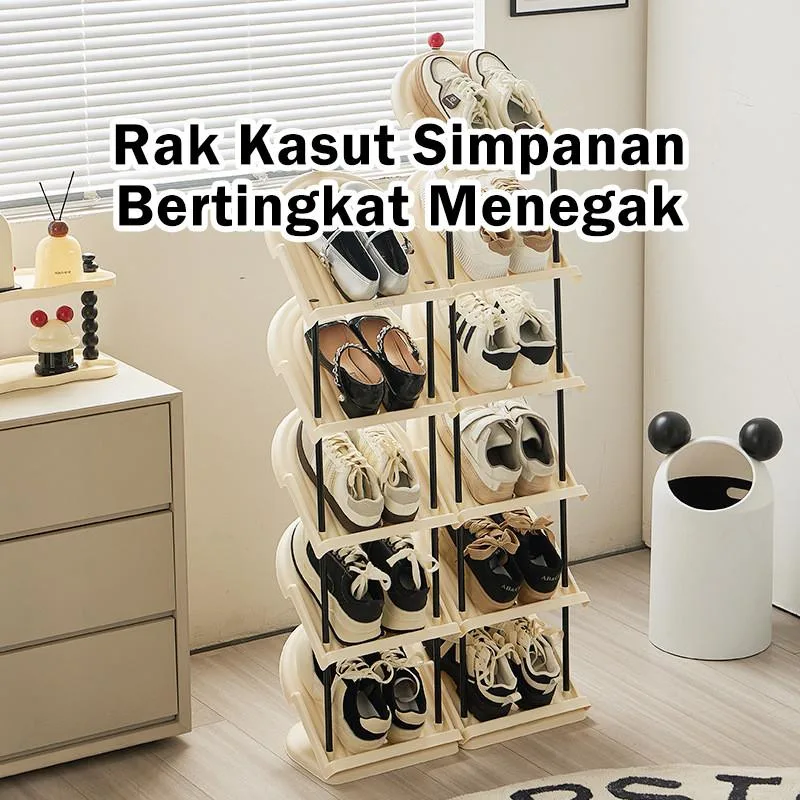 Tilted Multi Tier Shoe Rack Space Saving Dorm Home Storage Organizer Rak Kasut Mudah