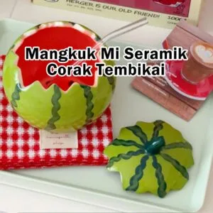 Watermelon Ceramic Noodle Bowl With Lid Large Soup Salad Dessert Serving Bowl Mangkuk Pencuci Mulut Seramik