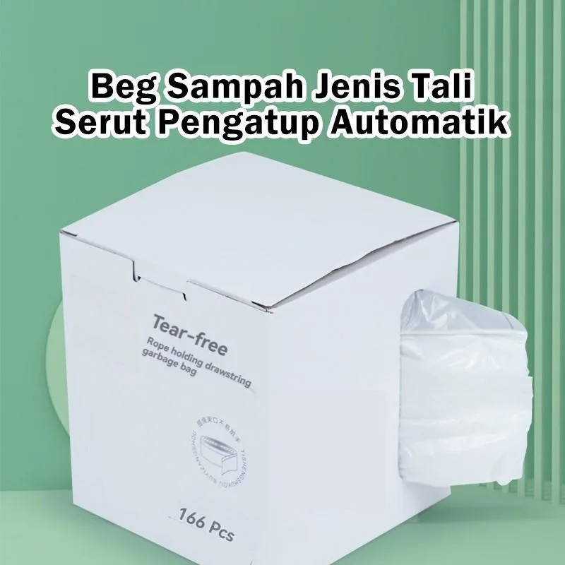 Drawstring Trash Bags Heavy Duty Box Pack Kitchen Garbage Bags Thick Plastic Handle Beg Sampah Bertali