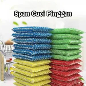Heavy Duty Absorbent Dish Sponge Thick Scrub Pad Kitchen Oil Grease Cleaner Span Pembersih Dua Muka