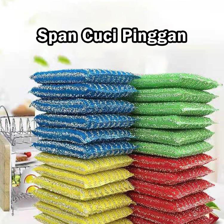 Heavy Duty Absorbent Dish Sponge Thick Scrub Pad Kitchen Oil Grease Cleaner Span Pembersih Dua Muka