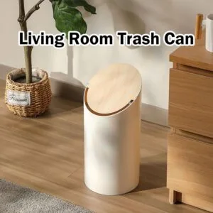 Plastic Flip Top Trash Can With Rim with Lid For Home Living Room Tong Sampah