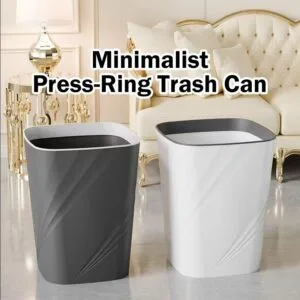 Large Capacity Simple Trash Can With Press Ring For Home Living Room Kitchen Bathroom Toilet Tong Sampah