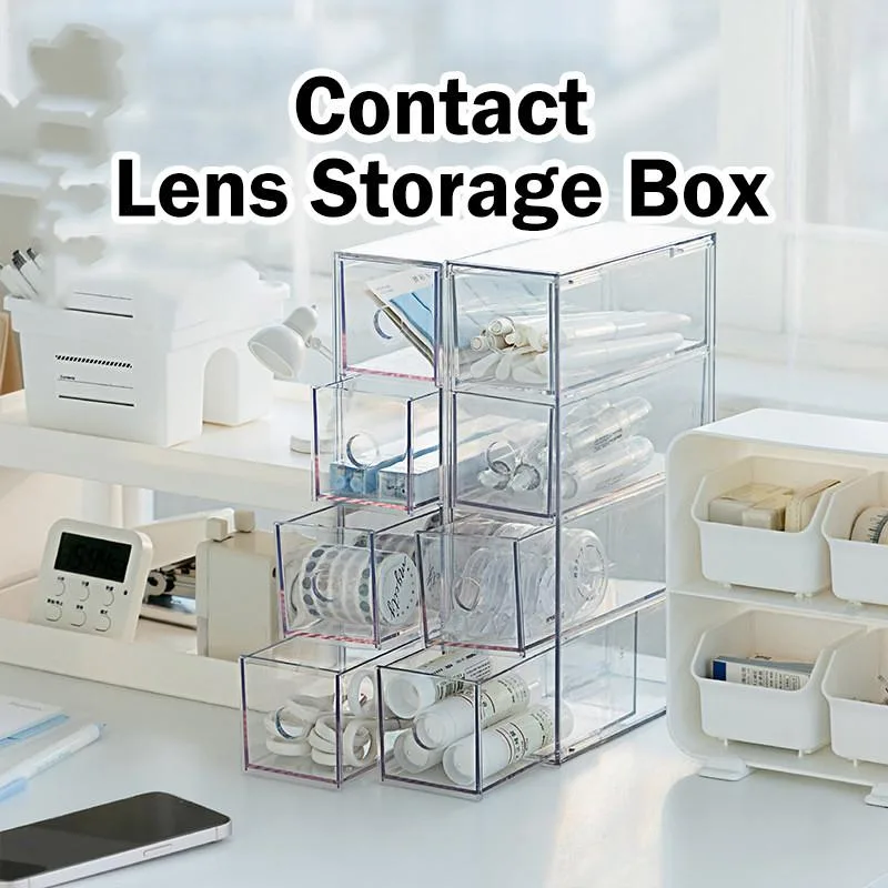 Drawer Type Clear Dustproof Desktop Organizer For Stationery Cosmetics Kotak Simpanan