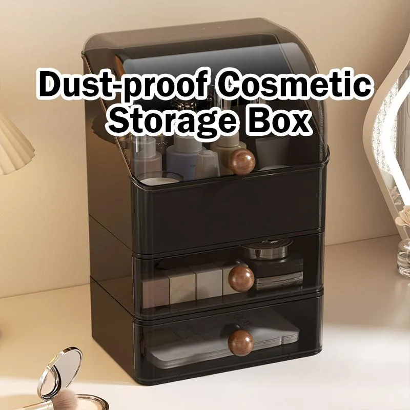 Dustproof Cosmetic Storage Box For Desktop Dresser Bathroom Vanity Home Use Kotak Simpanan Kosmetik