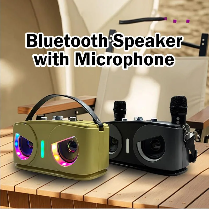 Portable Bluetooth Speaker with Microphone for Home Outdoor KTV Pembesar Suara Bluetooth