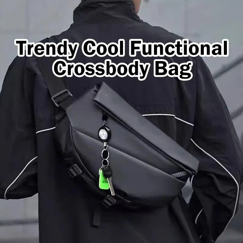 Men's Crossbody Bag Chest Bag Sling Backpack for Cycling Sports Daily Commute Beg Silang Lelaki