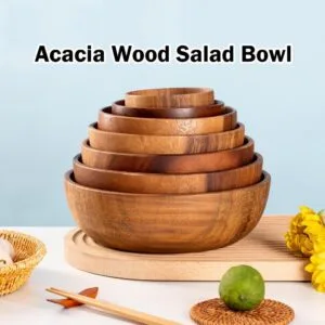 Large Wooden Salad Bowl Unbreakable Ramen Soup Bowl for Household Use Mangkuk Salad
