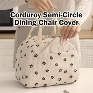 Corduroy Insulated Lunch Bag Semi Circle Thermal Tote For Office Student Meal Bento Beg Termos Untuk Bekas Makanan
