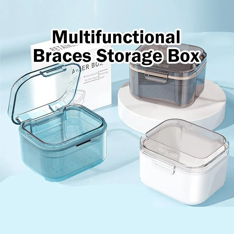 Portable Retainer Case Aligner Denture Storage Box Ventilated Layered Travel Organizer Bekas Penyimpanan Alat Gigi