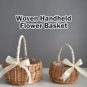Handmade Woven Willow Basket Flower Girl Gift Storage Rattan Bamboo Organizer Bakul Anyaman Buluh Bertangkai