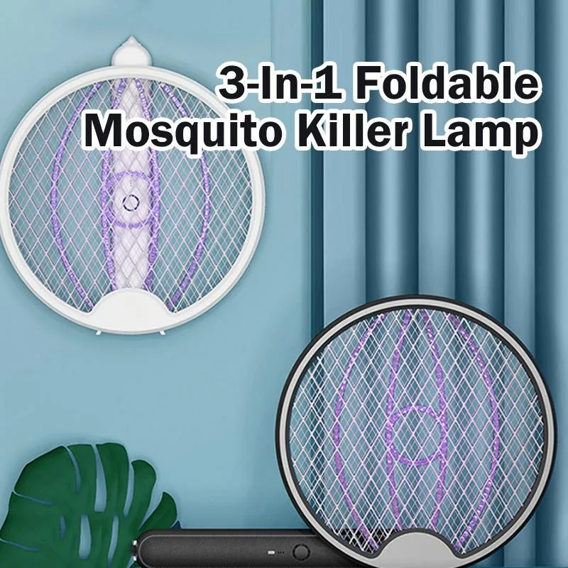 Electric Mosquito Swatter Rotatable Stand Foldable UV Photocatalyst Trap Killer Pemukul Nyamuk Elektrik Cas USB