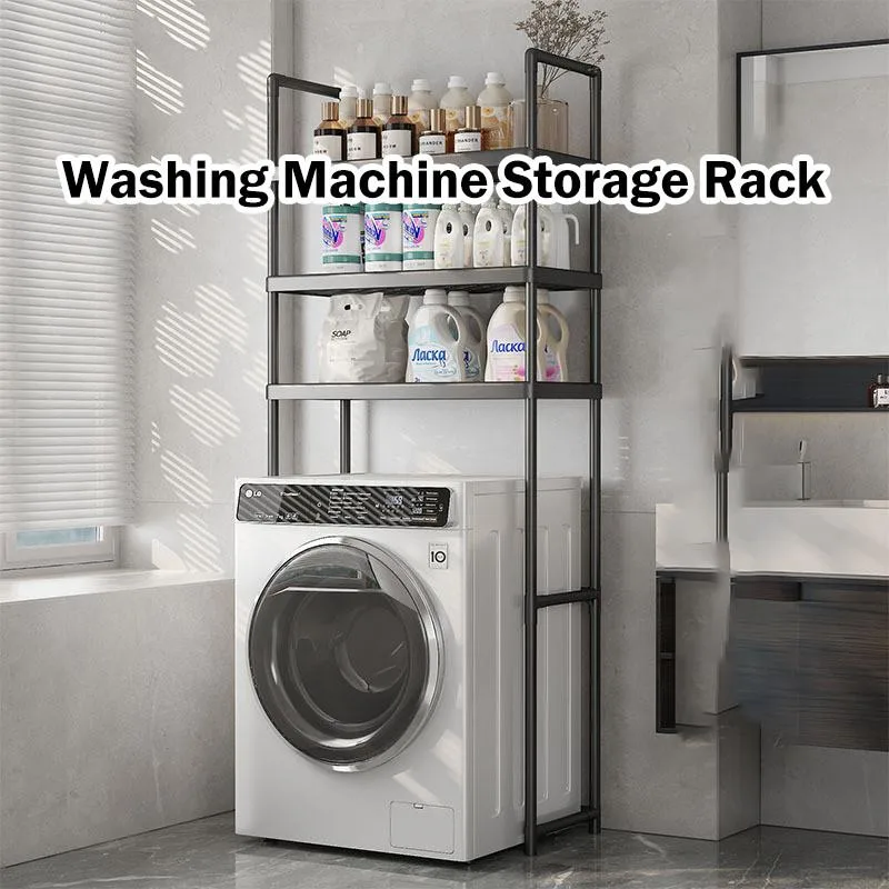 Laundry Room Storage Rack Over Washing Machine Organizer Shelf Metal Frame Rak Penyimpanan Atas Mesin Basuh