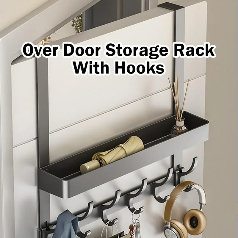 Drill Free Over The Door Hooks Rack for Clothes Towels Bags Wall Mount Back of Door Cangkuk Belakang Pintu Logam