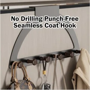 Over The Door Hooks No Drill Coat Hanger Rack Bedroom Back-of-Door Storage Organizer Rak Gantung Belakang Pintu
