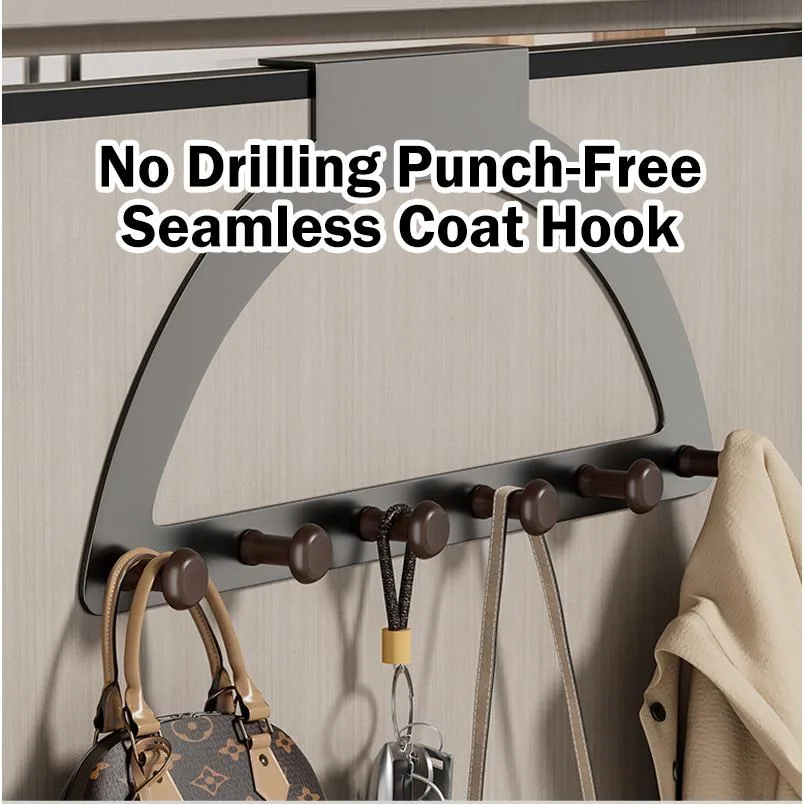 Over The Door Hooks No Drill Coat Hanger Rack Bedroom Back-of-Door Storage Organizer Rak Gantung Belakang Pintu