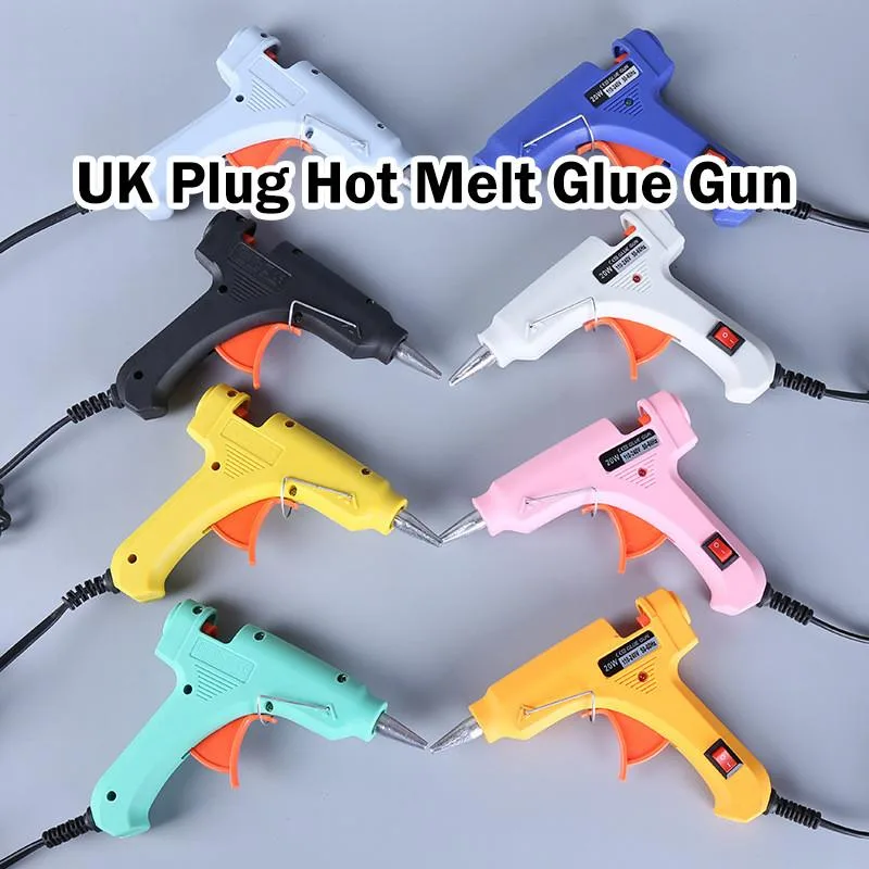 Hot Glue Gun 20W UK Plug With Switch Protective Nozzle 7mm Portable Pistol Gam Panas