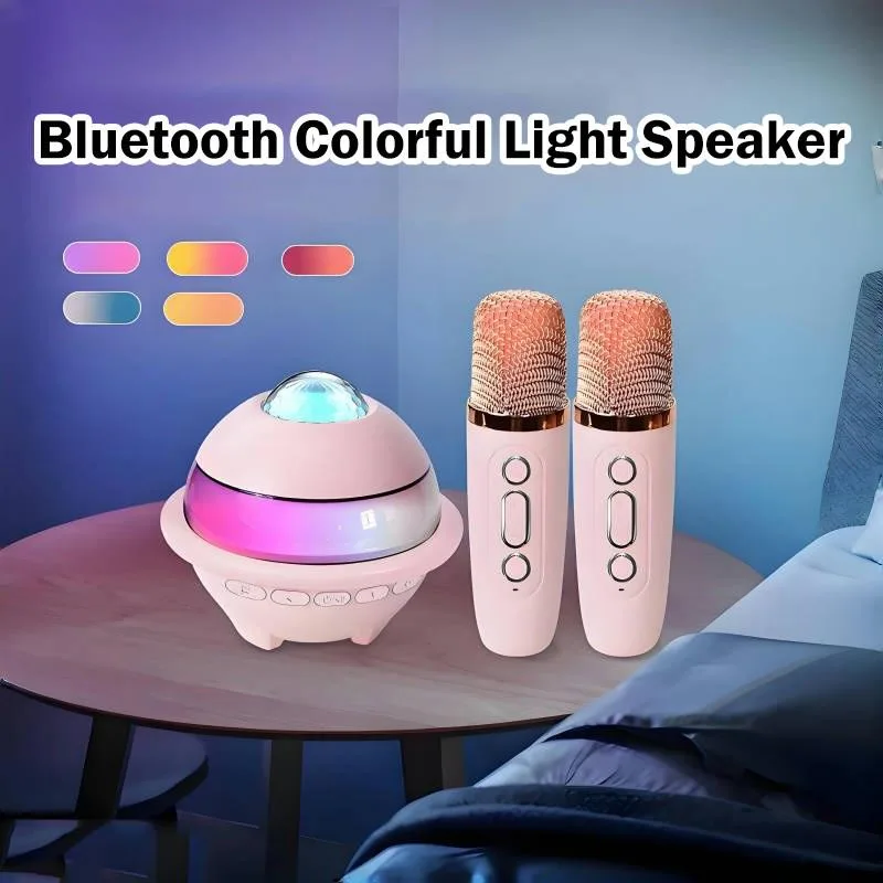 Bluetooth speaker starry sky light microphone karaoke set Pembesar suara Bluetooth