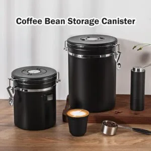 Coffee Bean Canister Stainless Steel Airtight Food Grade Coffee Powder Storage Jar Balang Kedap Udara