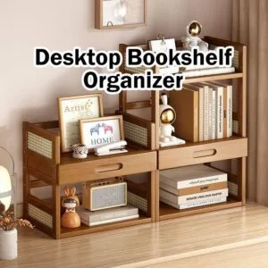 Desktop Bookshelf Storage Rack Office Organizer No Drill Shelf Unit For Home Living Room Study Rak buku meja