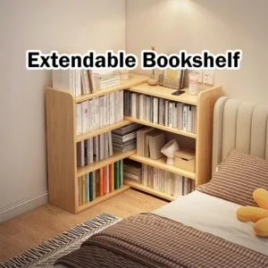 Solid Wood Bookshelf Desktop Organizer Adjustable Corner Shelf Storage Cabinet For Home Bedroom Study Rak Buku Kayu