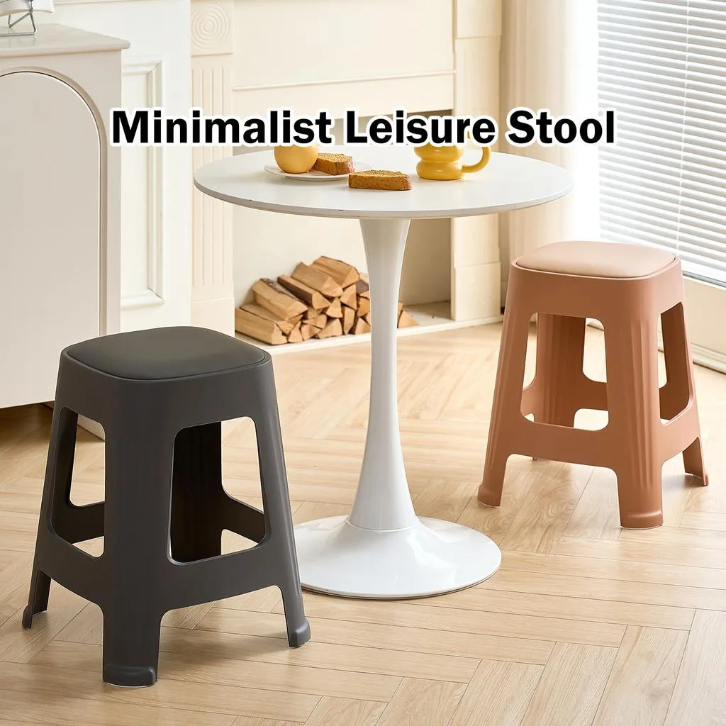 Stackable Plastic Dining Chair Light Luxury Square Stool For Home Kitchen Kerusi Plastik