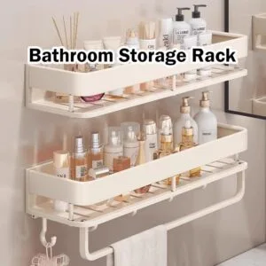 Bathroom Shelf No-drill Wall-mounted Storage Rack Rak Penyimpanan Bilik Air