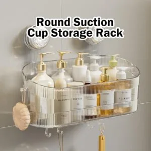Suction Cup Organizer Rack Bathroom Wall Mount No Drill Cosmetic Storage Rack Rak Cawan Sedut