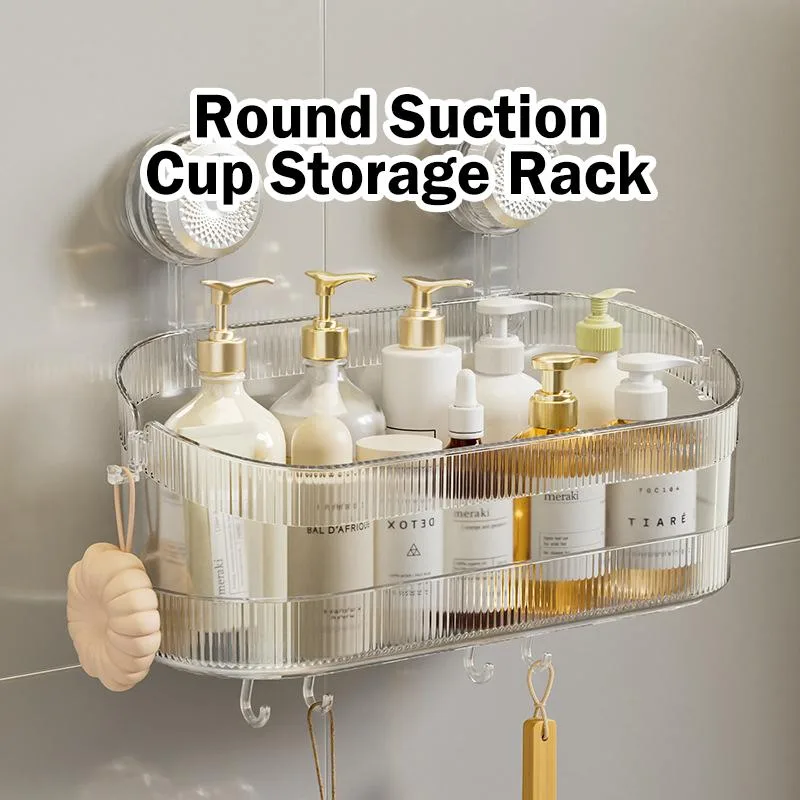 Suction Cup Organizer Rack Bathroom Wall Mount No Drill Cosmetic Storage Rack Rak Cawan Sedut