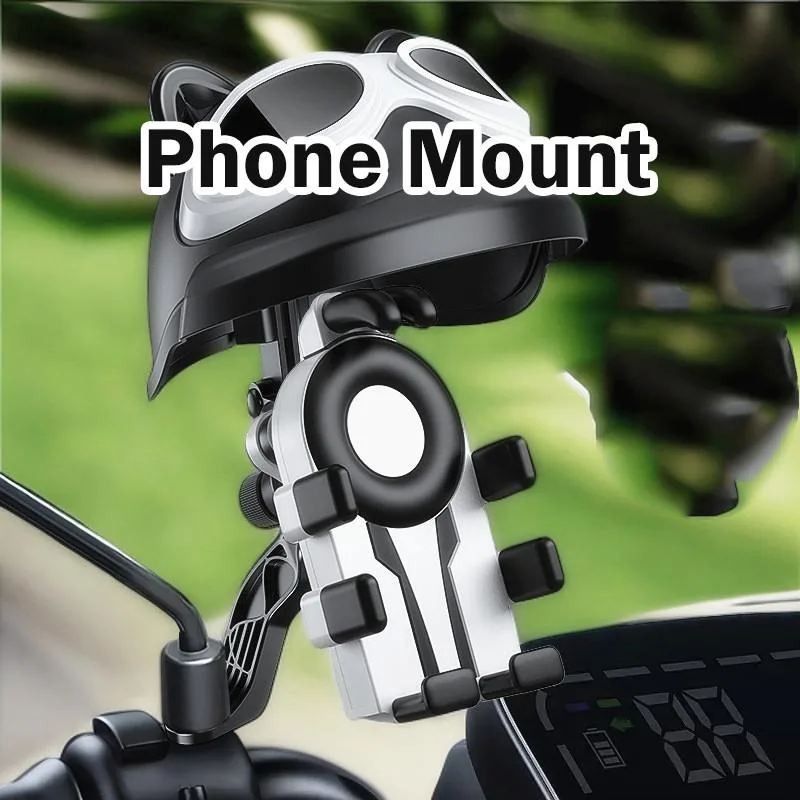 Shockproof Rain Sun Phone Mount With Mini Helmet For Electric Bike Food Delivery Rider Pemegang Telefon