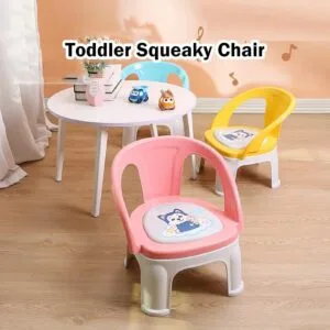 Cartoon Backrest Squeaky Dining Chair Stool For Baby Kids Feeding Kerusi Kanak-Kanak