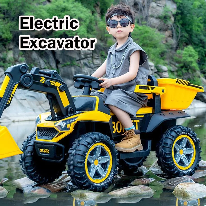 Remote Control Extra Large Kids Ride On Excavator Toy Off Road Beach 12V Dual Motor Vehicle Pengorek Elektrik