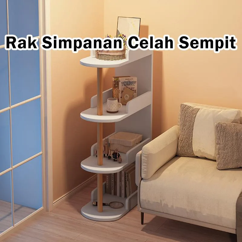 Meja Sisi Sofa Ruang Tamu, Rak Simpanan Bilik Tidur & Rak Buku Berdiri Lantai