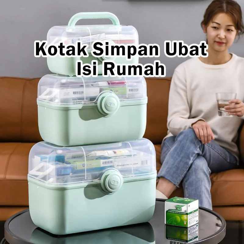 Portable Medicine Box Large Capacity First Aid Kit Multi-Layer Medical Organizer Case Kotak Ubat Keluarga