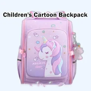 Unicorn Cartoon Backpack Ergonomic Anti-Backpack for Boys and Girls Grades 1-3 Beg Galas Pelajar