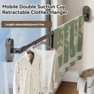 Suction Cup Telescopic Clothes Drying Rod Window Balcony No-Drill Quilt Dry Rack Rak Jemuran Sedutan Boleh Laras