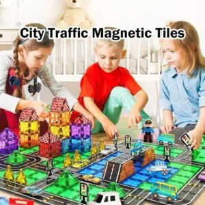 City Traffic Magnetic Tiles Engineering Construction Building Blocks Educational Assembly Toy Jubin Magnet