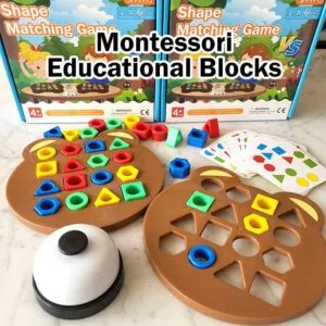 Kids Montessori Educational Bear Geometric Shape Matching Building Blocks Toy Blok Binaan