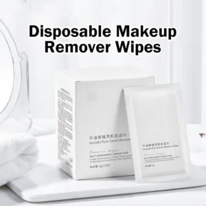Avocado Extract Makeup Remover Wipes Disposable Gentle Cleansing Wet Cloths Kain Penghapus Solek