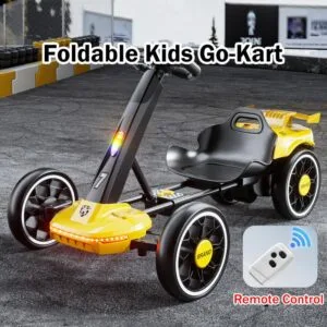 Kids Foldable No Assembly Ride‑On Electric Go Kart Remote Control Four Wheel Baby Toy Car Go Kart Elektrik