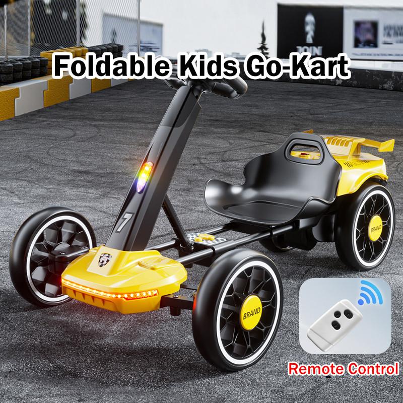 Kids Foldable No Assembly Ride‑On Electric Go Kart Remote Control Four Wheel Baby Toy Car Go Kart Elektrik