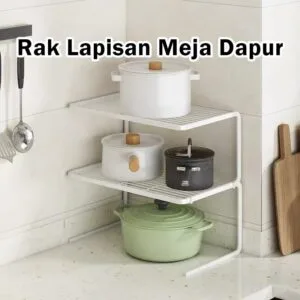 Rak Bertingkat Kaunter Dapur, Pengatur Peralatan Dapur dengan Rak Pelbagai Aras & Kabinet