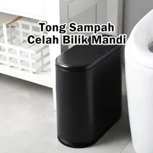 Tong Sampah Nipis 15L dengan Penutup, Jimat Ruang, Sesuai untuk Dapur, Bilik Mandi, Rumah & Pejabat