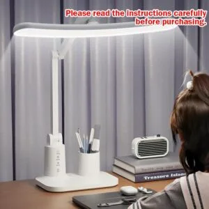 Lampu Meja LED Lengkung Perlindungan Mata, Lampu Boleh Dicas dengan Pemasa untuk Asrama & Membaca